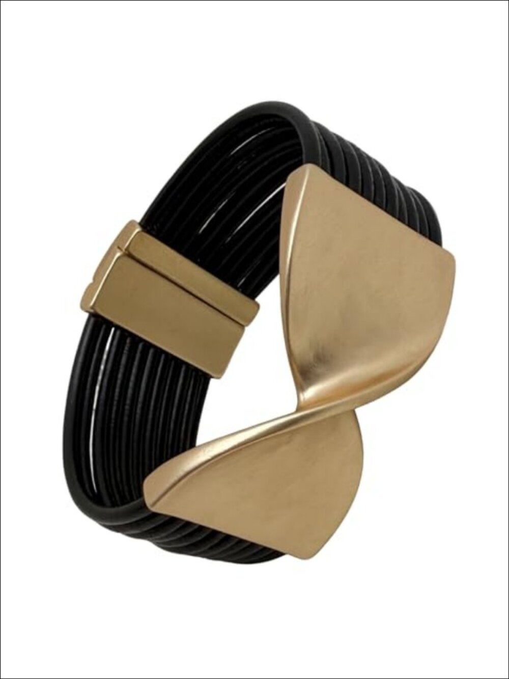 Handmade Leather Wrap Bracelet Cuff Big Gold Circle Double Disk Multi Strand